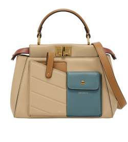 Mini Peekaboo Utility, Leather, Beige/Blue, 0189, DB/S, 3*